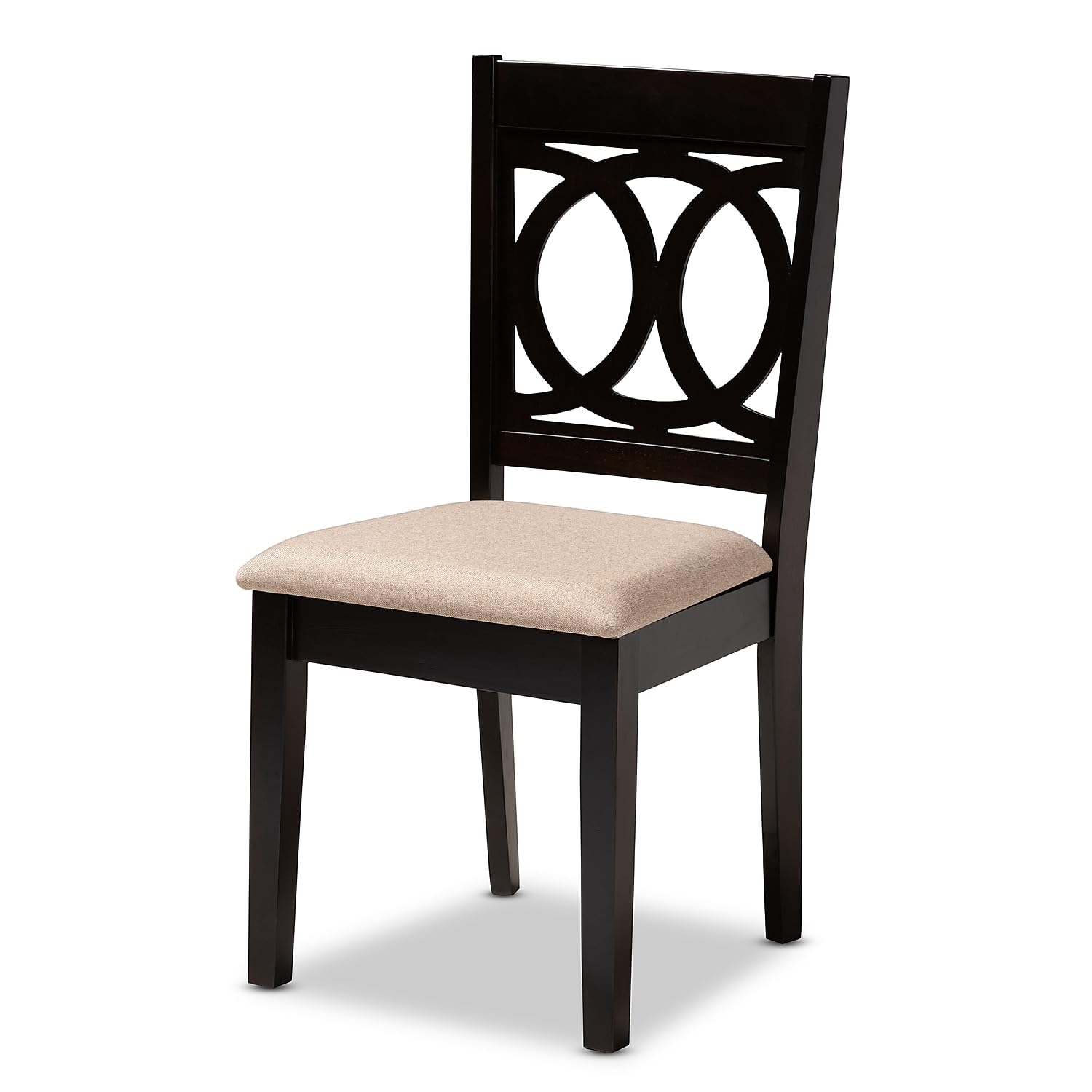 Baxton Studio Lenoir Contemporary Fabric Dining Chair, Sand Brown and Espresso, 4/Set (153-9399-HiT)